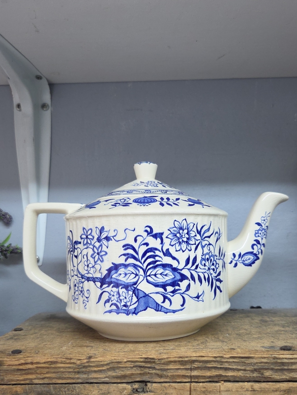 Vintage Sadler Blue And White Tea Pot